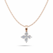 Flower Diamond Cluster Pendant(without pendant) - 18Kt Rose Gold vermeil